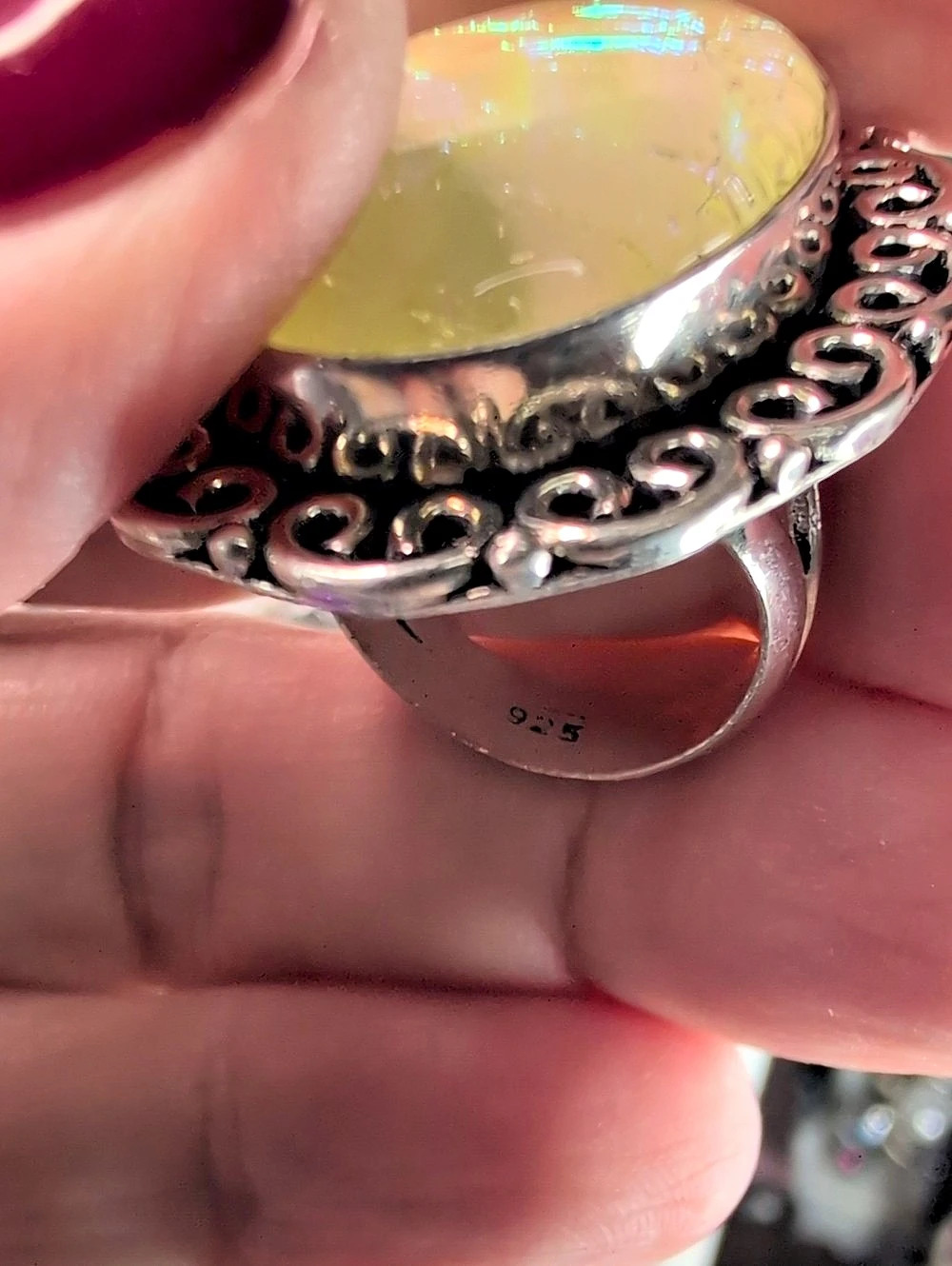 Dendritic Opal Oval Statement Ring - Picture 2 of 2